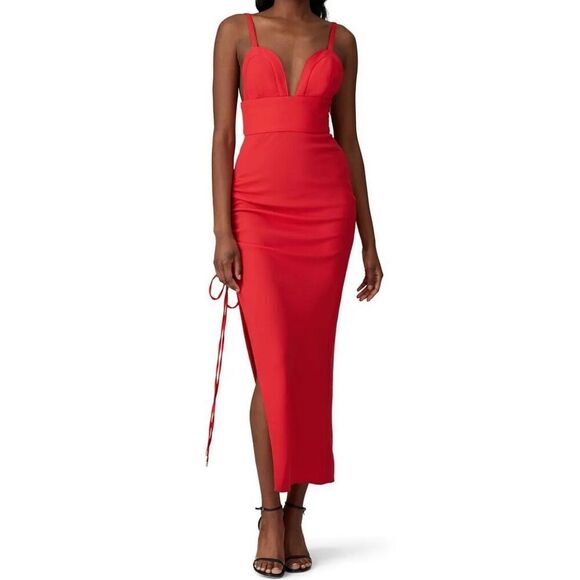 Prabal Gurung Drawstring Ruched Dress Size 0 in Red MSRP: $895 - Picture 2 of 11
